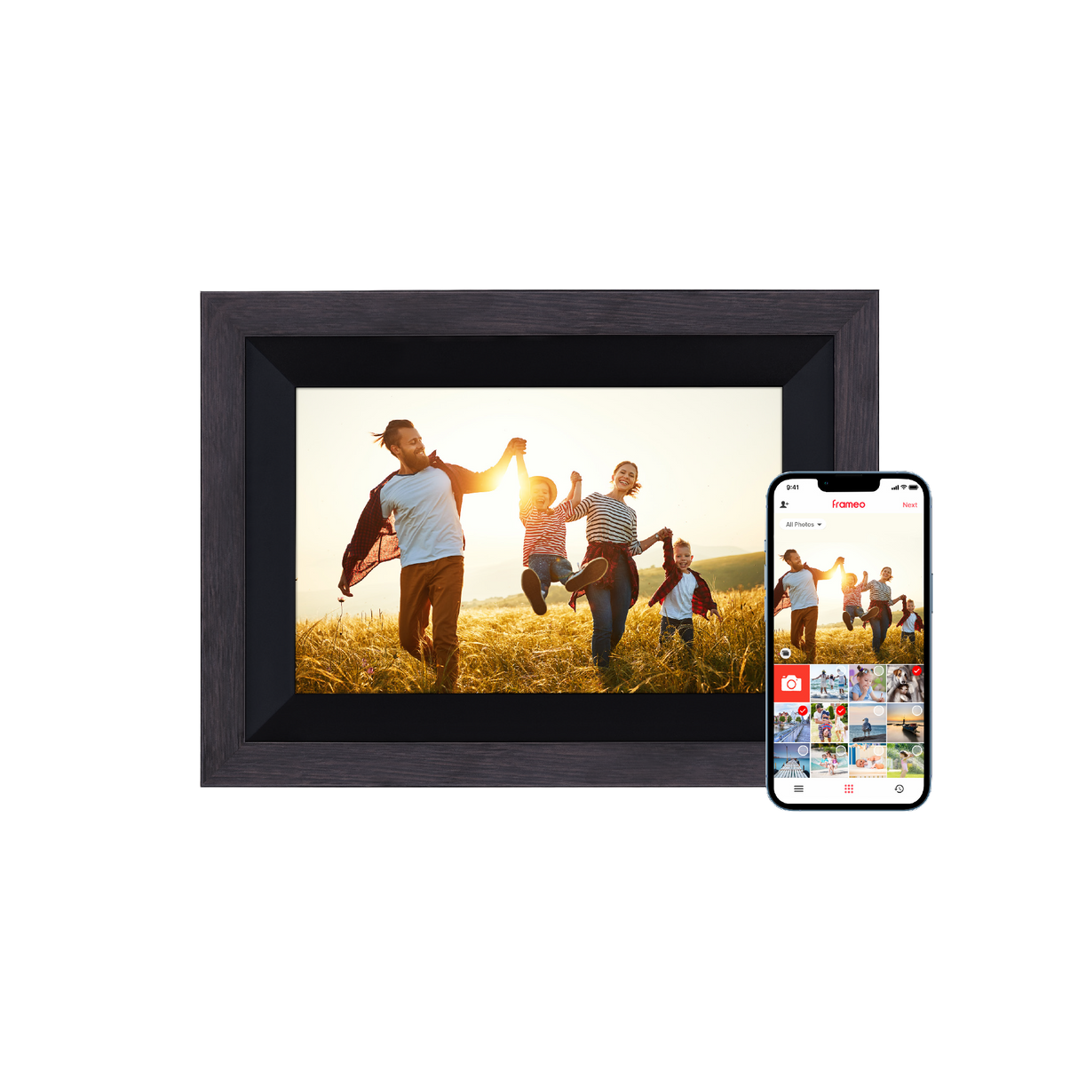 Smarter picture frame | 10 "Diagonal | WIFI | App Control | Wood frame | Model 105